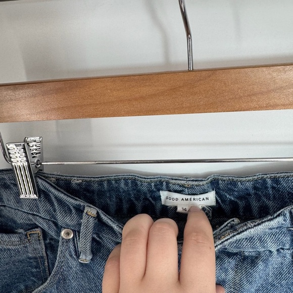 Good American High Rise Wide Leg Raw Hem Denim Jeans - Picture 4 of 4